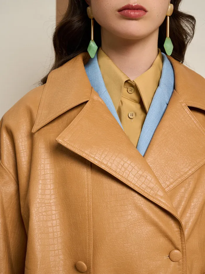 Womenswear Jackets Sister Jane Ghospell Alexa PU Trench Coat Cashew Brown Womenswear Jackets Sister Jane Ghospell Alexa PU Trench Coat Cashew Brown