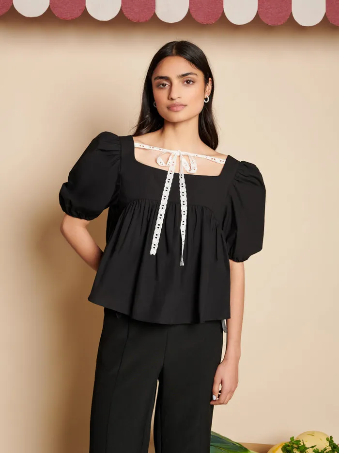 Womenswear Tops Sister Jane Barn Rose Top Coal Black