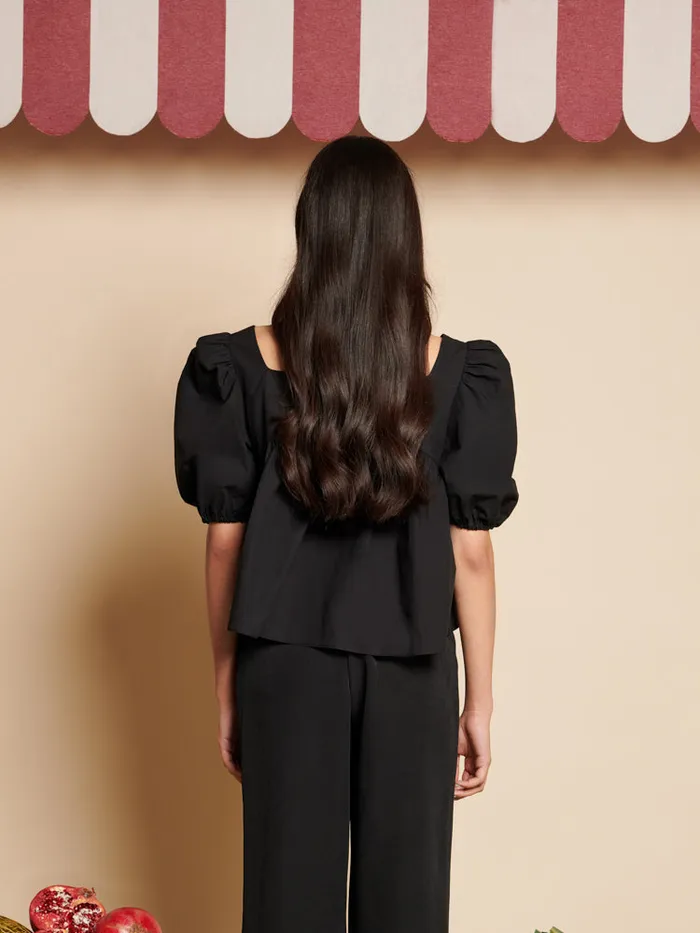 Womenswear Tops Sister Jane Barn Rose Top Coal Black