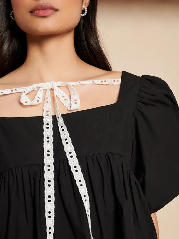 Womenswear Tops Sister Jane Barn Rose Top Coal Black