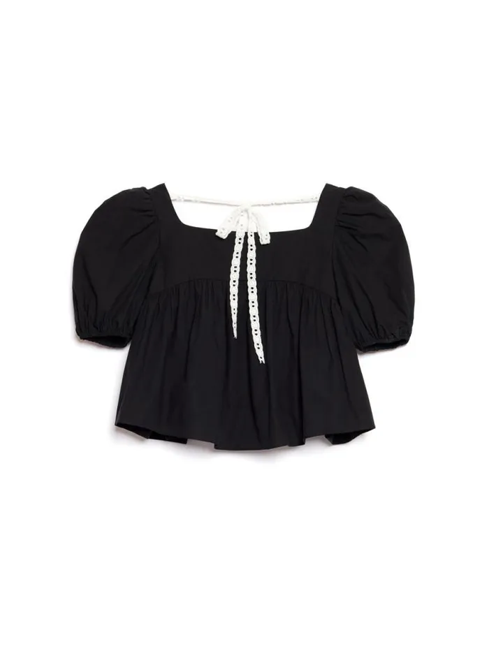 Womenswear Tops Sister Jane Barn Rose Top Coal Black