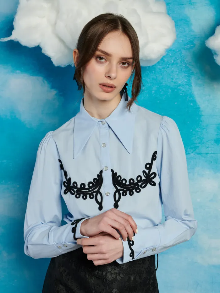 Womenswear Tops Sister Jane Cody Cording Shirt Baby Blue Womenswear Tops Sister Jane Cody Cording Shirt Baby Blue