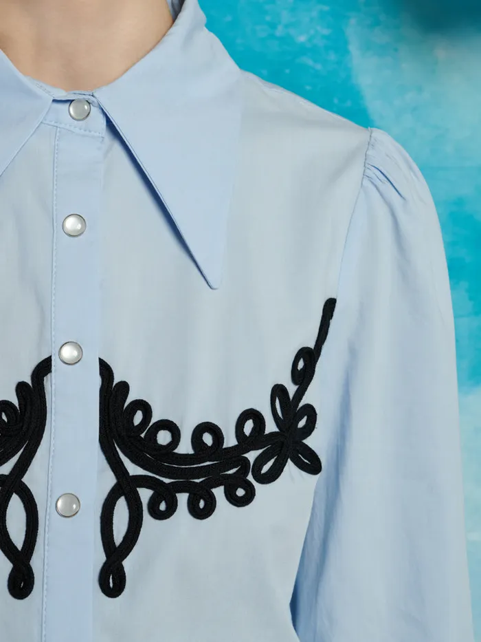 Womenswear Tops Sister Jane Cody Cording Shirt Baby Blue Womenswear Tops Sister Jane Cody Cording Shirt Baby Blue