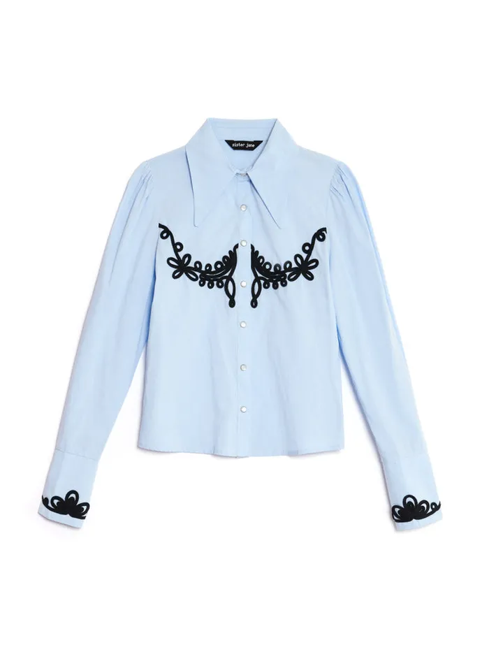 Womenswear Tops Sister Jane Cody Cording Shirt Baby Blue Womenswear Tops Sister Jane Cody Cording Shirt Baby Blue