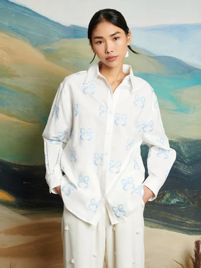 Womenswear Tops Sister Jane DREAM Cassia Embroidered Shirt Pearl White