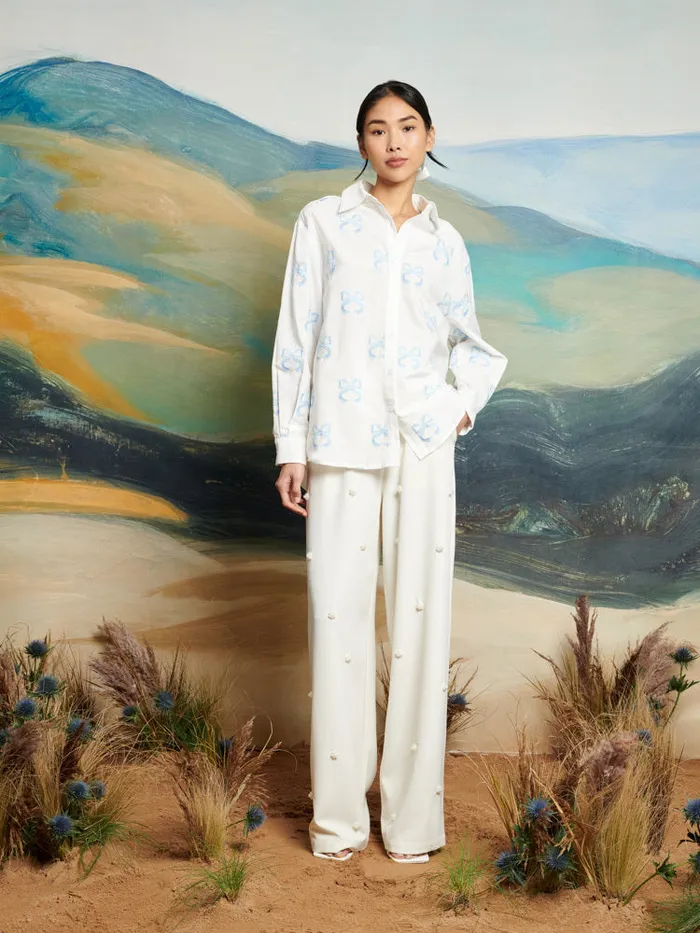 Womenswear Tops Sister Jane DREAM Cassia Embroidered Shirt Pearl White