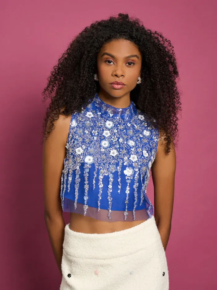 Womenswear Tops Sister Jane DREAM Flow Sequin Top Indigo Blue