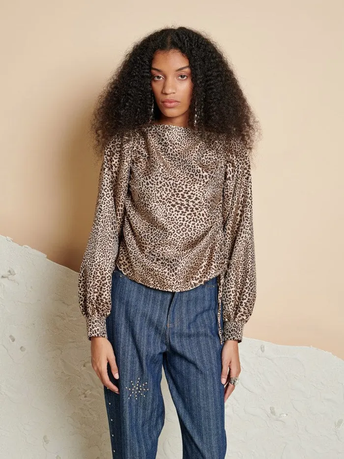 Womenswear Tops Sister Jane Ghospell Leighton Leopard Ruched Top Leopard Tan