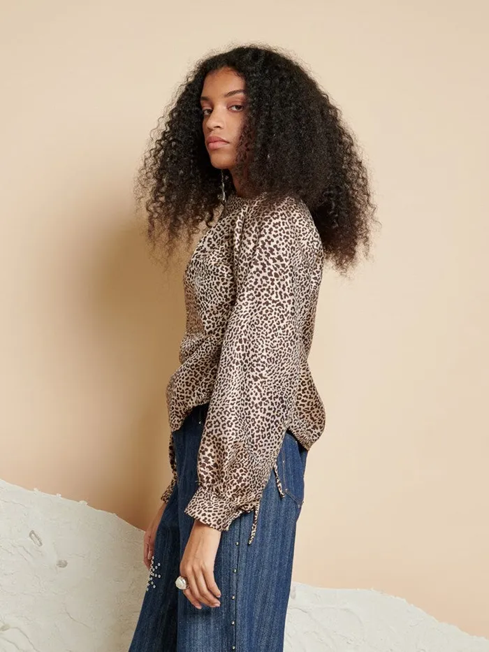 Womenswear Tops Sister Jane Ghospell Leighton Leopard Ruched Top Leopard Tan