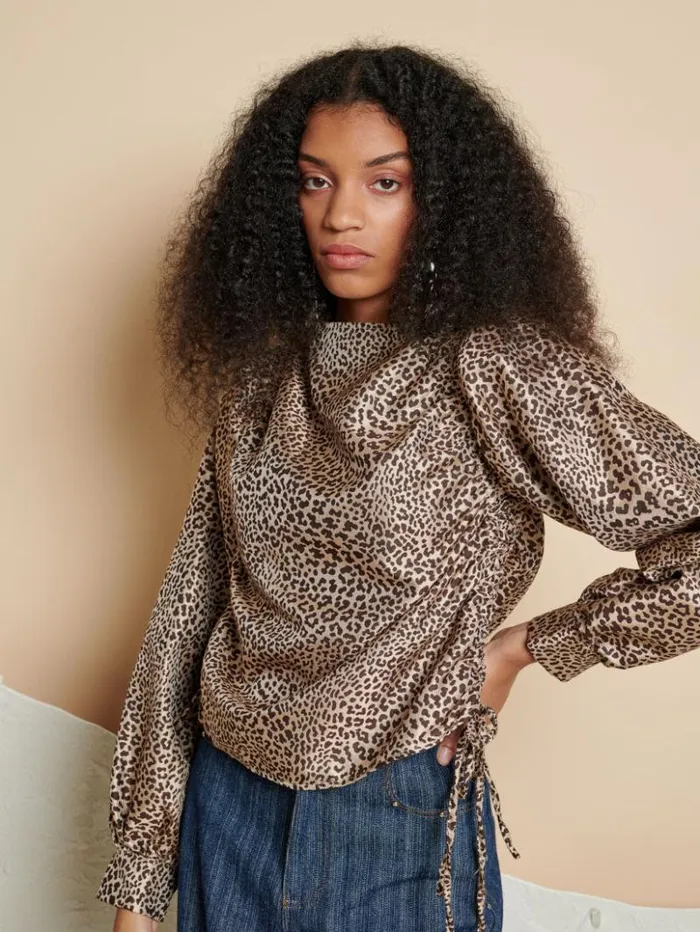 Womenswear Tops Sister Jane Ghospell Leighton Leopard Ruched Top Leopard Tan