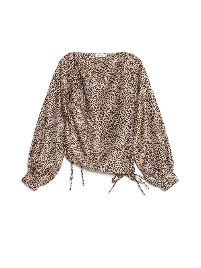 Womenswear Tops Sister Jane Ghospell Leighton Leopard Ruched Top Leopard Tan