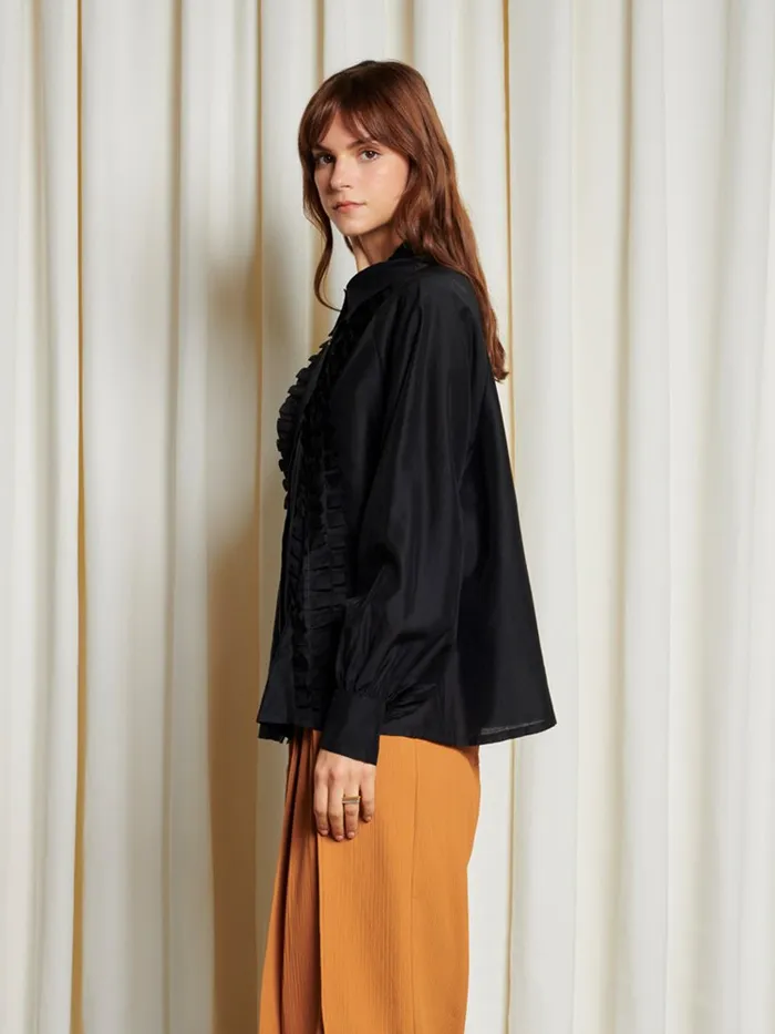Womenswear Tops Sister Jane Ghospell Lundy Ruffle Shirt Coal Black