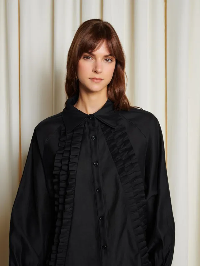 Womenswear Tops Sister Jane Ghospell Lundy Ruffle Shirt Coal Black
