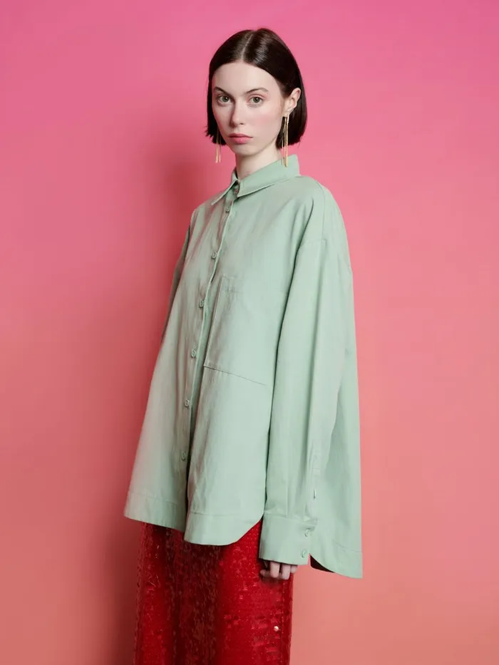 Womenswear Tops Sister Jane Ghospell Swayer Oversized Shirt Office Green