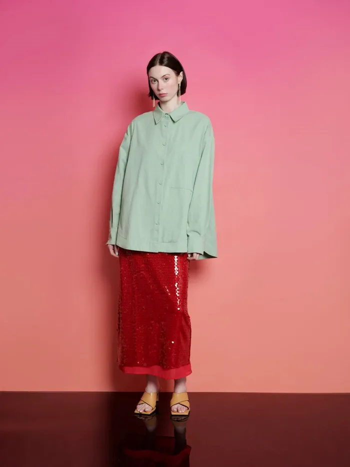 Womenswear Tops Sister Jane Ghospell Swayer Oversized Shirt Office Green