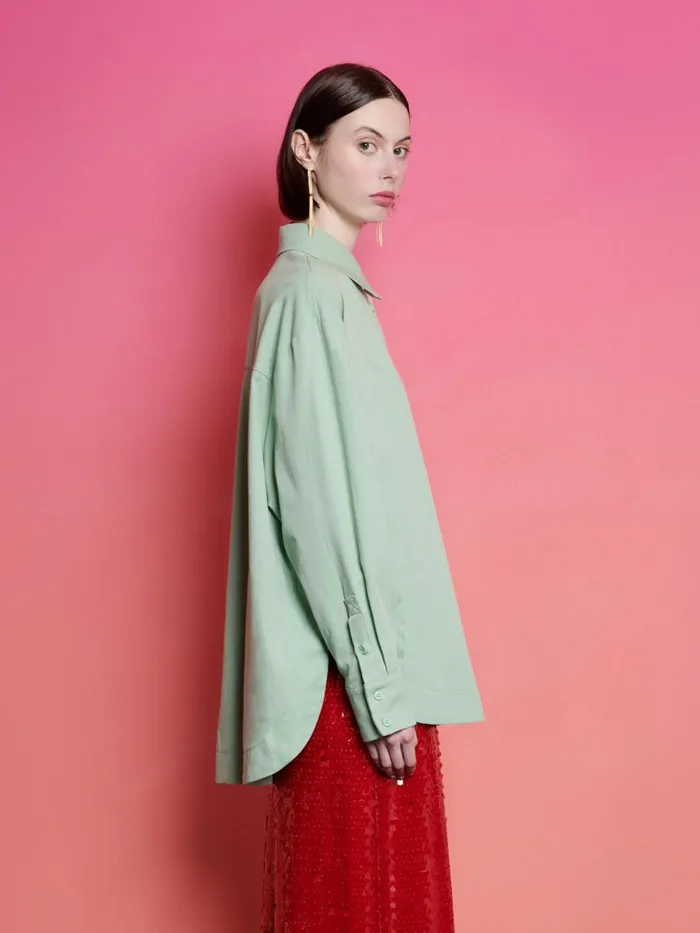 Womenswear Tops Sister Jane Ghospell Swayer Oversized Shirt Office Green