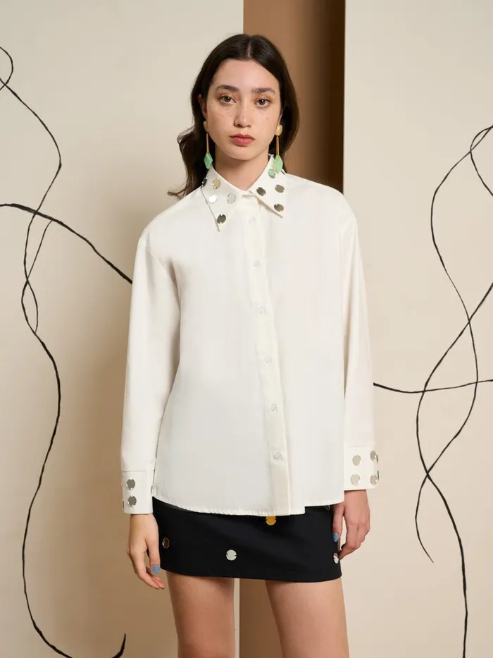 Womenswear Tops Sister Jane Ghospell Tabi Mirror Shirt Pearled White