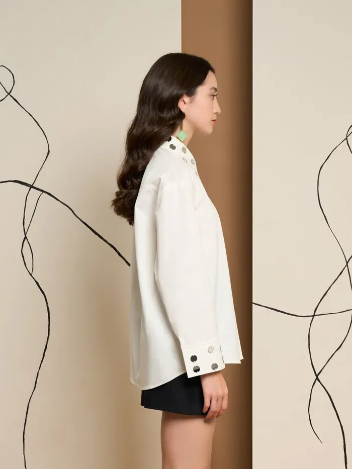 Womenswear Tops Sister Jane Ghospell Tabi Mirror Shirt Pearled White