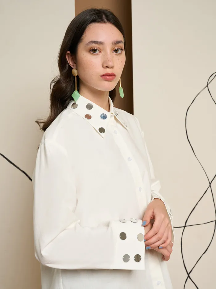 Womenswear Tops Sister Jane Ghospell Tabi Mirror Shirt Pearled White