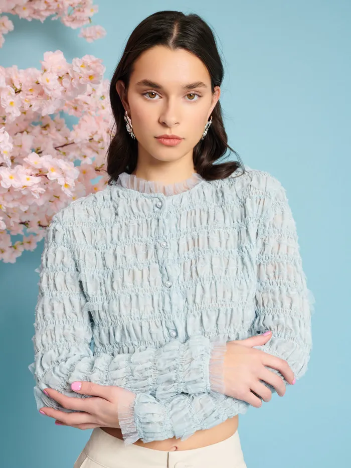 Womenswear Tops Sister Jane Lilith Shirring Top Baby Blue