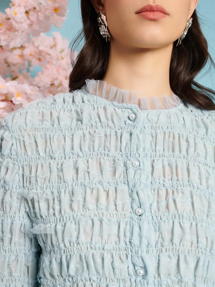 Womenswear Tops Sister Jane Lilith Shirring Top Baby Blue