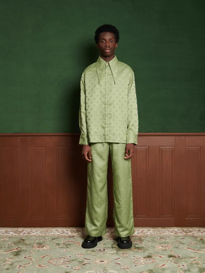 Womenswear Tops Sister Jane Lucas Jacquard Shirt Olive Green