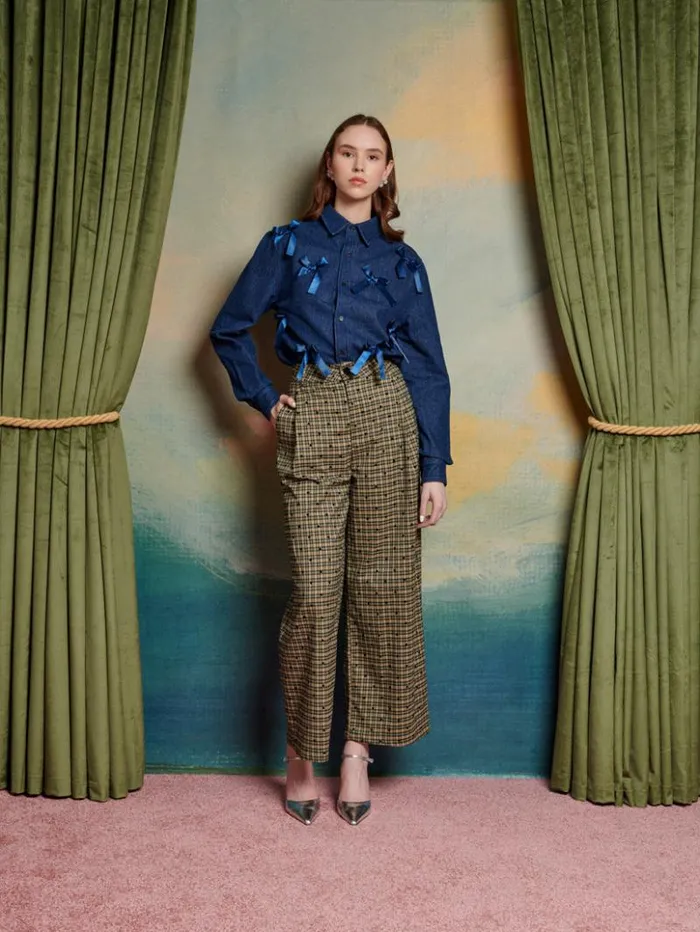 Womenswear Tops Sister Jane Lyrical Bow Shirt Indigo Blue