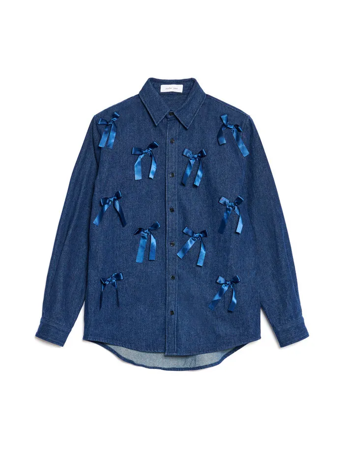 Womenswear Tops Sister Jane Lyrical Bow Shirt Indigo Blue