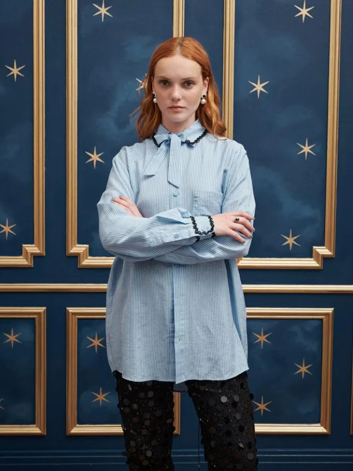 Womenswear Tops Sister Jane Penny Stripe Gem Shirt Oxford Blue