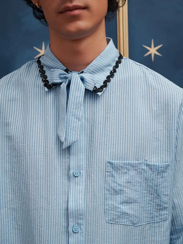 Womenswear Tops Sister Jane Penny Stripe Gem Shirt Oxford Blue