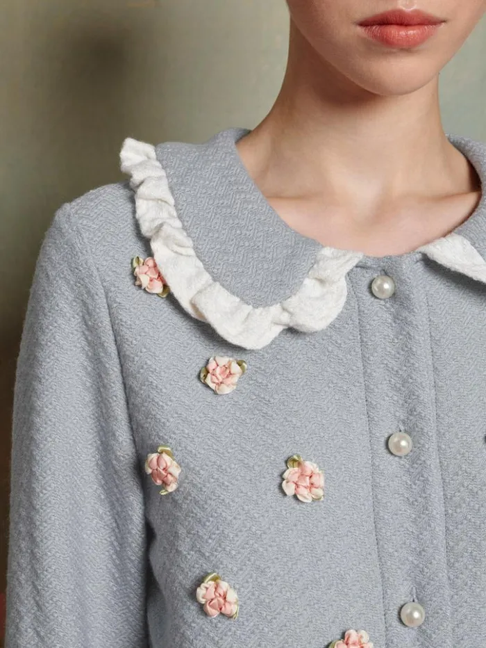 Womenswear Tops Sister Jane Pond Rose Trim Cardigan Dsky Grey