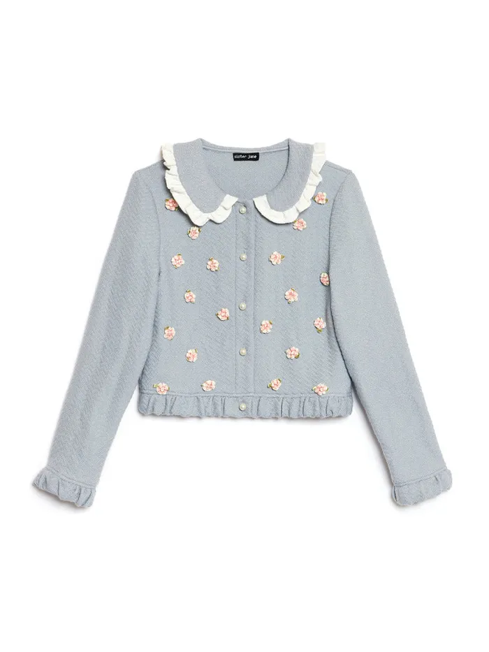 Womenswear Tops Sister Jane Pond Rose Trim Cardigan Dsky Grey