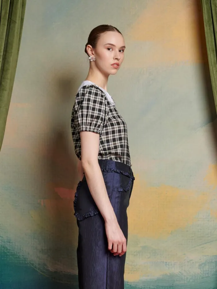 Womenswear Tops Sister Jane Quill Check Blouse Black and White