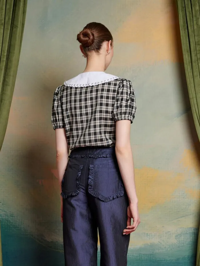 Womenswear Tops Sister Jane Quill Check Blouse Black and White