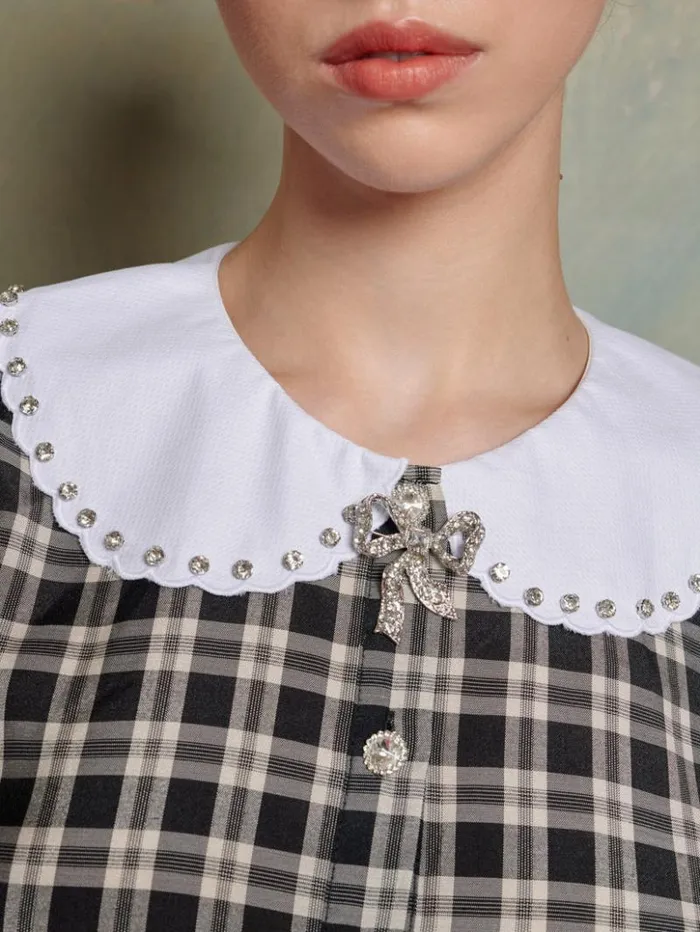 Womenswear Tops Sister Jane Quill Check Blouse Black and White