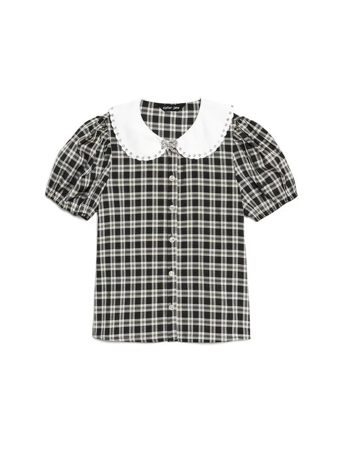 Womenswear Tops Sister Jane Quill Check Blouse Black and White