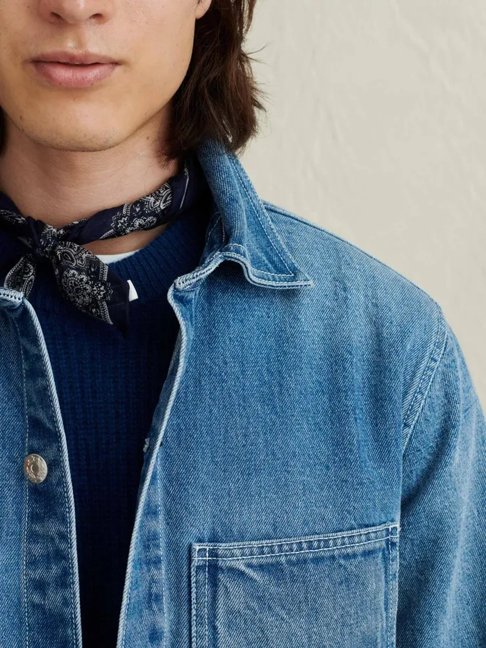 Work Jacket In Vintage Wash Denim Men Alex Mill Denim