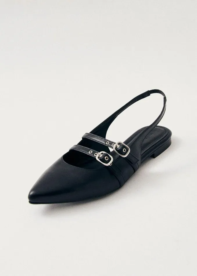 Wren Black Leather Ballet Flats Women ALOHAS Ballet Flats
