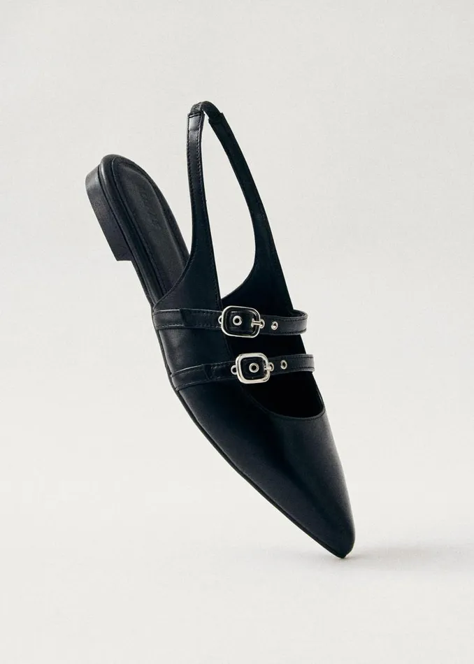 Wren Black Leather Ballet Flats Women ALOHAS Ballet Flats