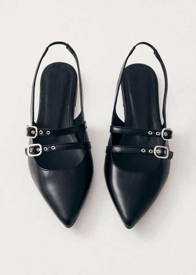 Wren Black Leather Ballet Flats Women ALOHAS Ballet Flats