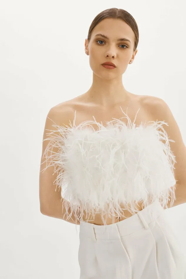Zaina Feather Bustier White Women Lamarque BEST SELLERS