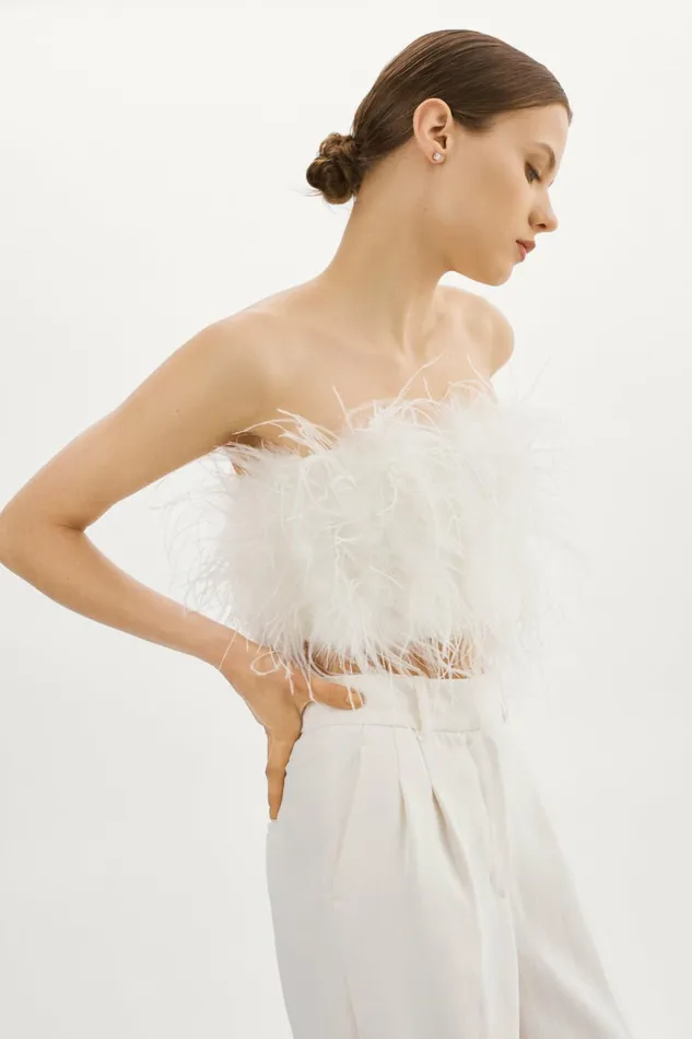 Zaina Feather Bustier White Women Lamarque BEST SELLERS