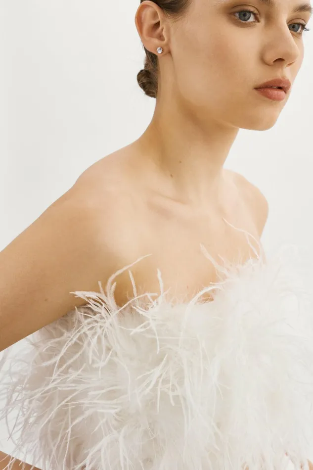 Zaina Feather Bustier White Women Lamarque BEST SELLERS