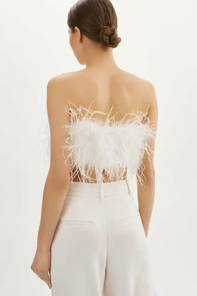 Zaina Feather Bustier White Women Lamarque BEST SELLERS