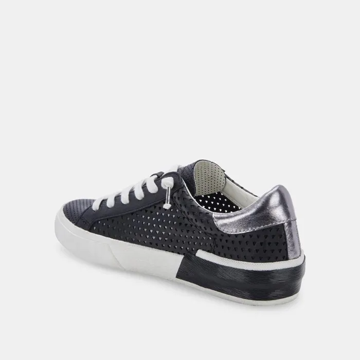 Zina Perforated Sneakers Black Perforated Leather Women Dolce Vita Sneakers